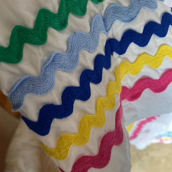 Crown & Ivy , Tiered, Ruffled, And Smocked RainbowWhte Dress 🌈 Cottagecore Large - Picture 9 of 10
